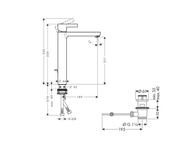 смеситель для раковины HANSGROHE METRIS S